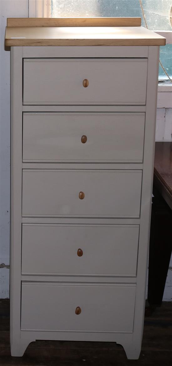 White painted tall chest of drawers